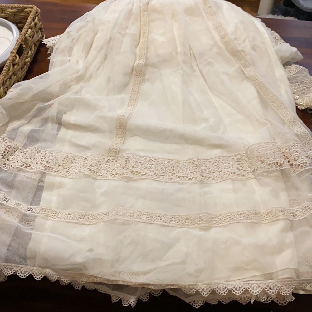 Vintage Prairie Wedding Dress Lace Cyreld Paris Parisian Handmade 40's-60's - Picture 8 of 17